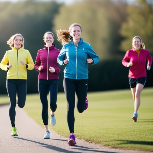 A Group of Women Jogging