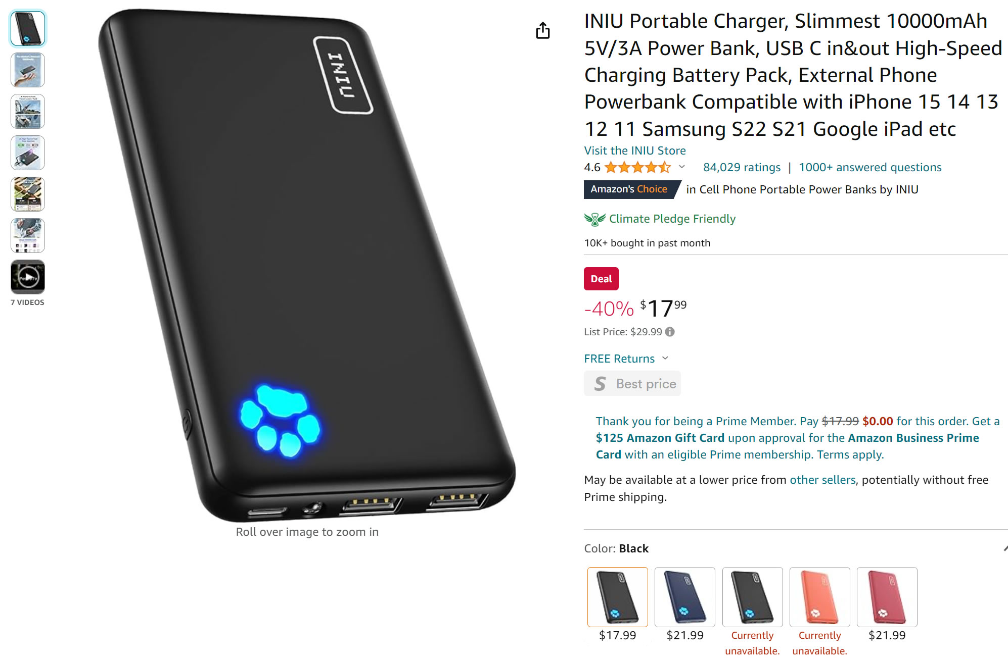 INIU Portable Charger 10000mAh