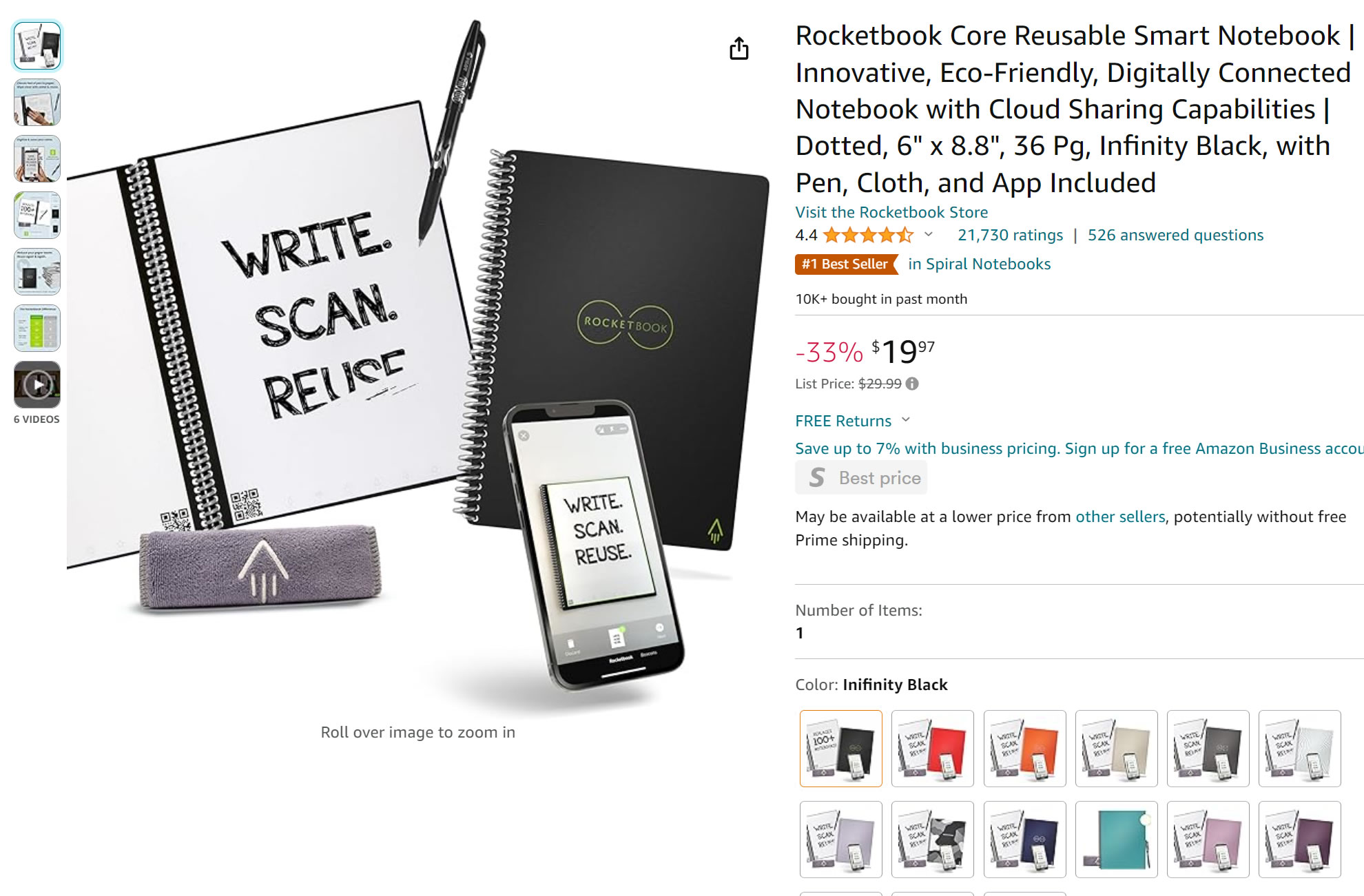 Rocketbook Core Reusable Smart Notebook