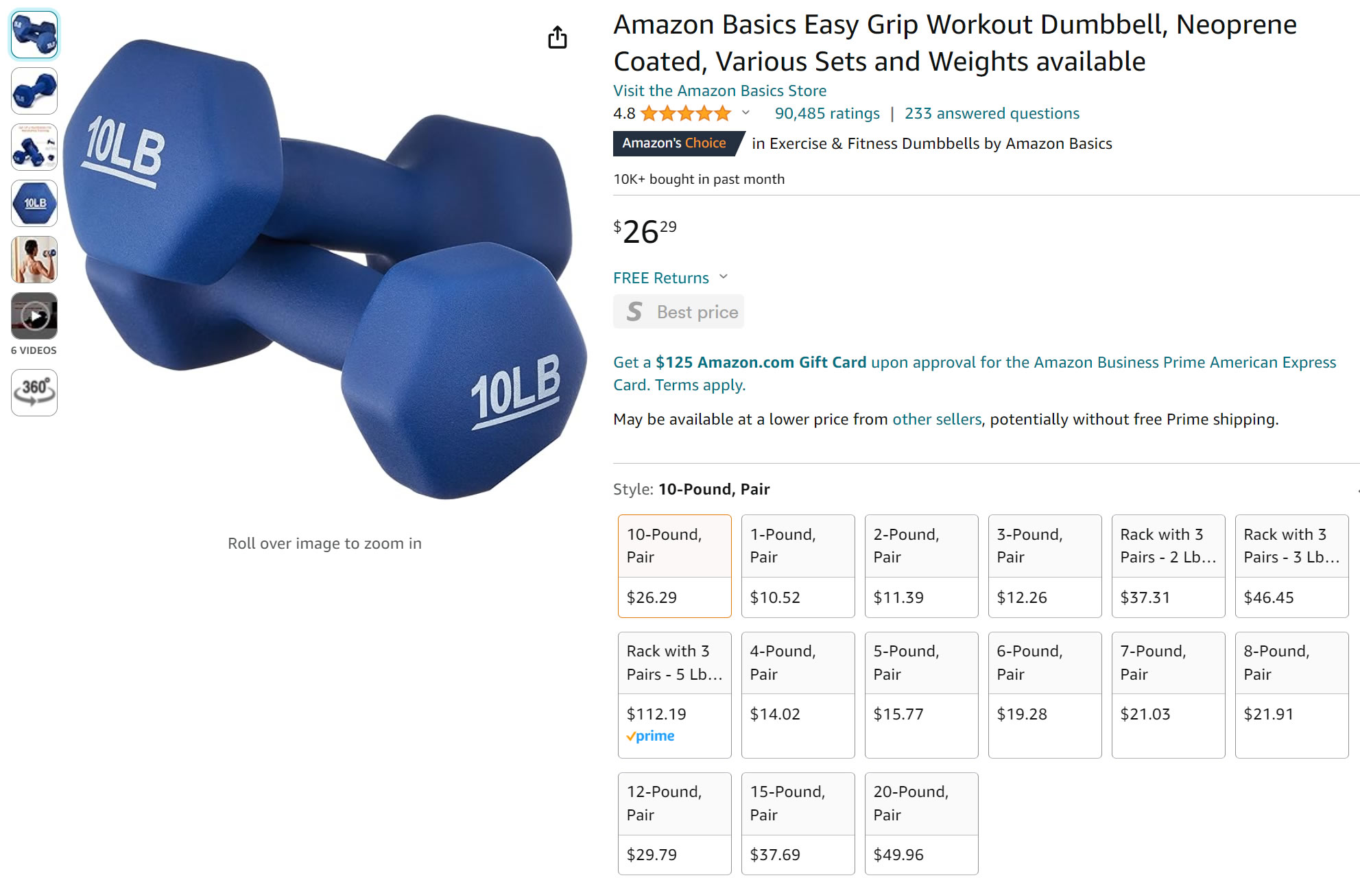 Amazon Basics Easy Grip Workout Dumbbell