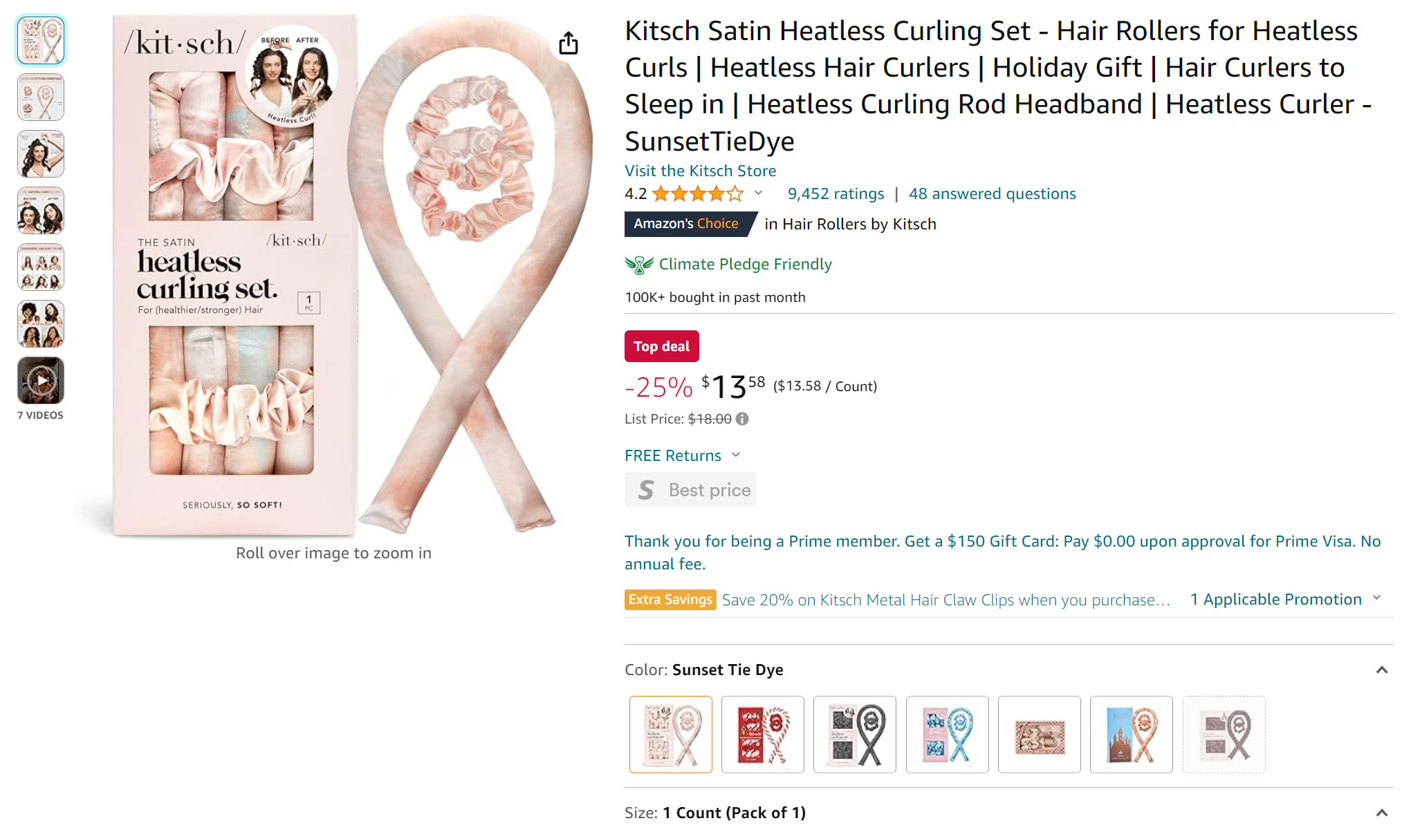 Kitsch Satin Heatless Curling Set