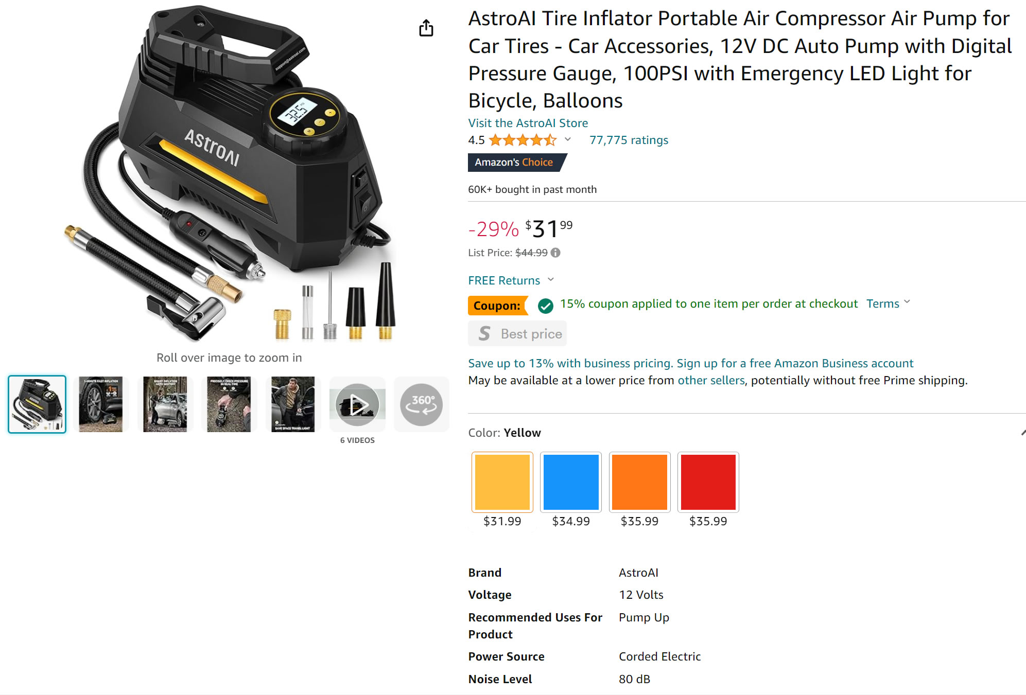 AstroAI Tire Inflator